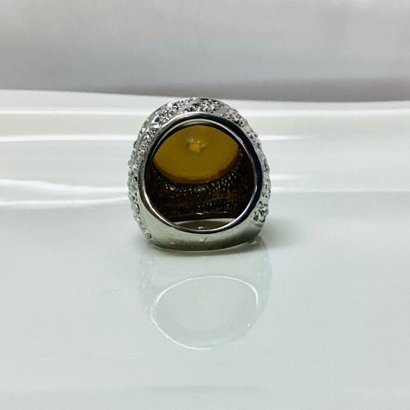 Faux Pearl and Crystals Large Statement Ring - Picture 4 of 7